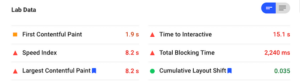 PageSpeed Insights lab data