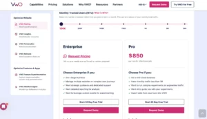 Image showing the pricing of VWO