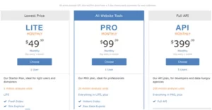 Image showing the pricing plans of Majestic