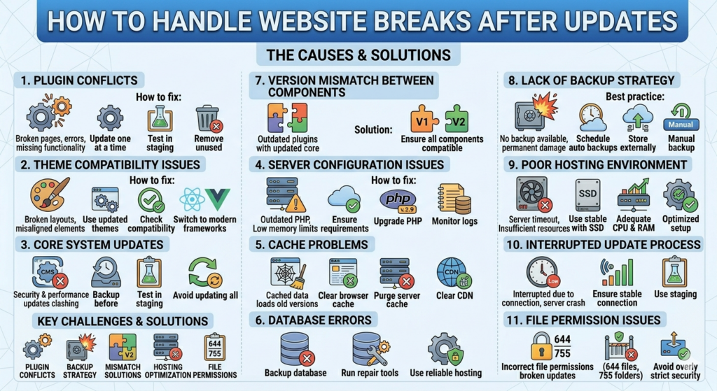 website breaks after